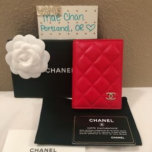 Chanel lipstick red Bifold Card Holder